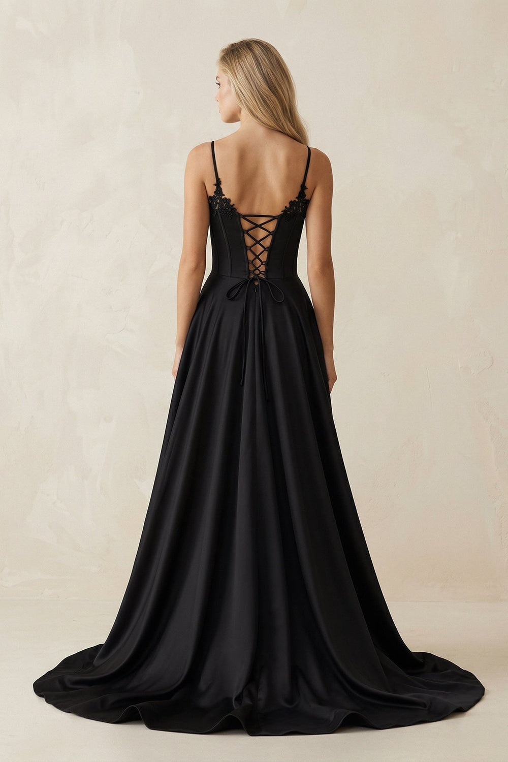 Sweetheart A-Line Satin Ruched Wedding Dress with Slit in Black