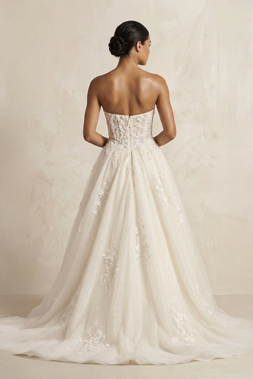 Sweetheart Appliqued Corset A-Line Wedding Gown in Ivory