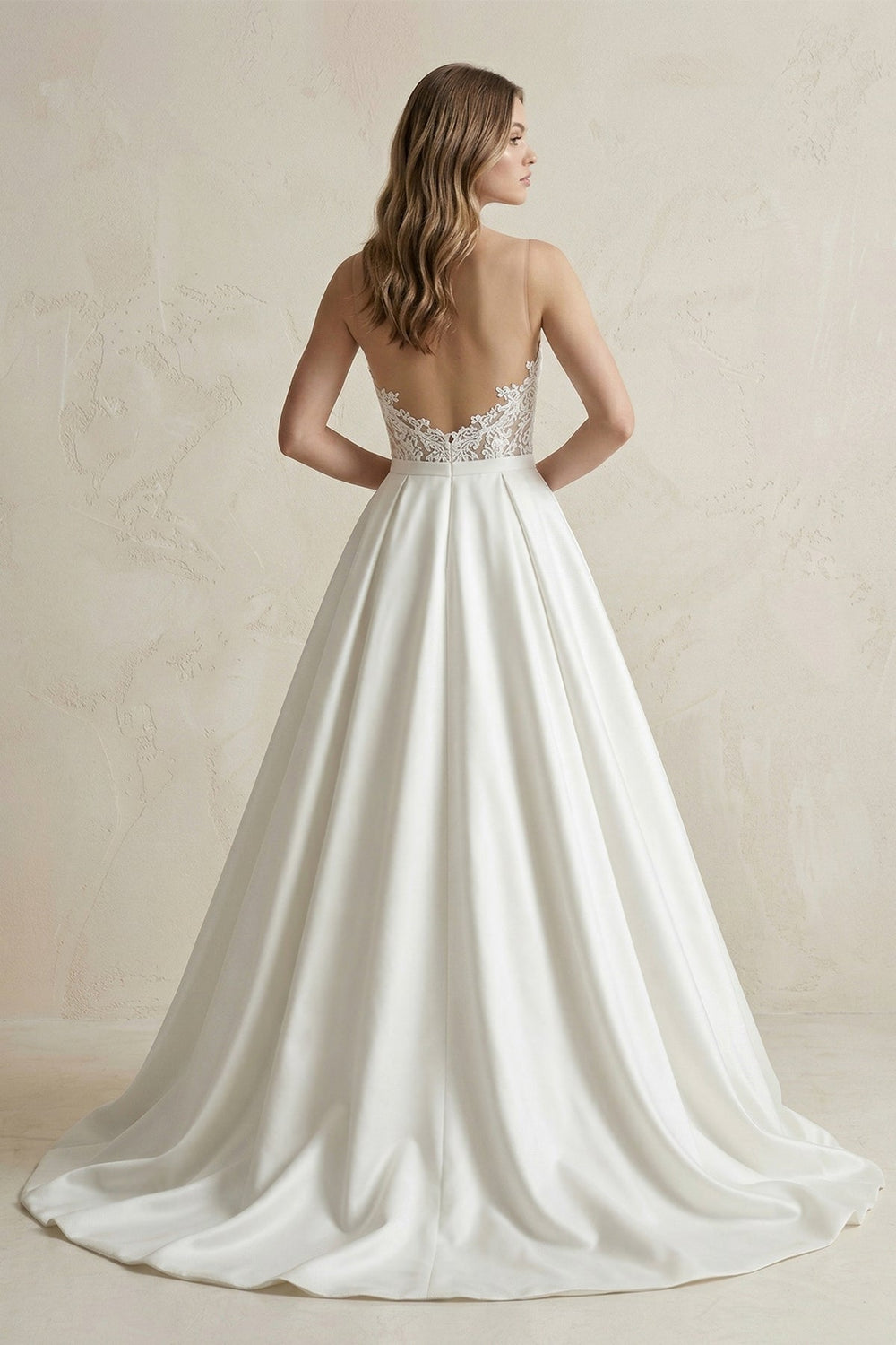 Sweetheart Appliqued Satin Ball Gown Wedding Dress in White