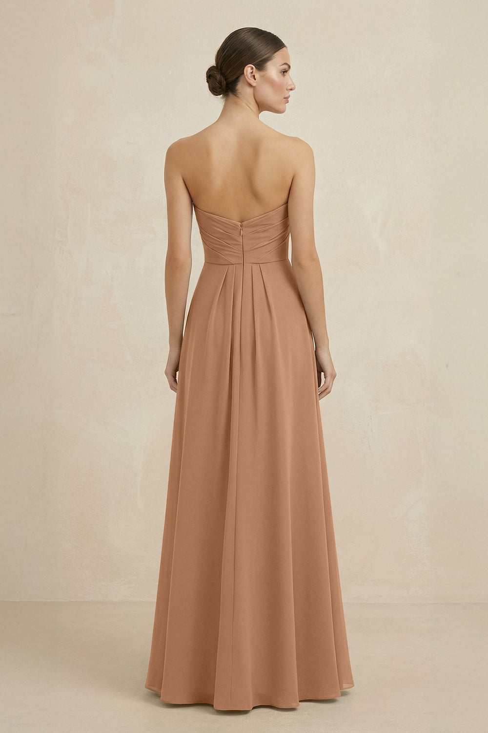 Sweetheart Chiffon A-Line Bridesmaid Dress with Slit in Bronzer