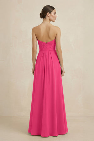Sweetheart Chiffon A-Line Bridesmaid Dress with Slit in Fuchsia (2) | KISSBRIDAL