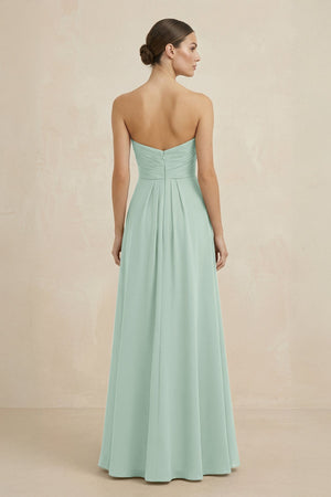 Sweetheart Chiffon A-Line Bridesmaid Dress with Slit in Sage (2) | KISSBRIDAL