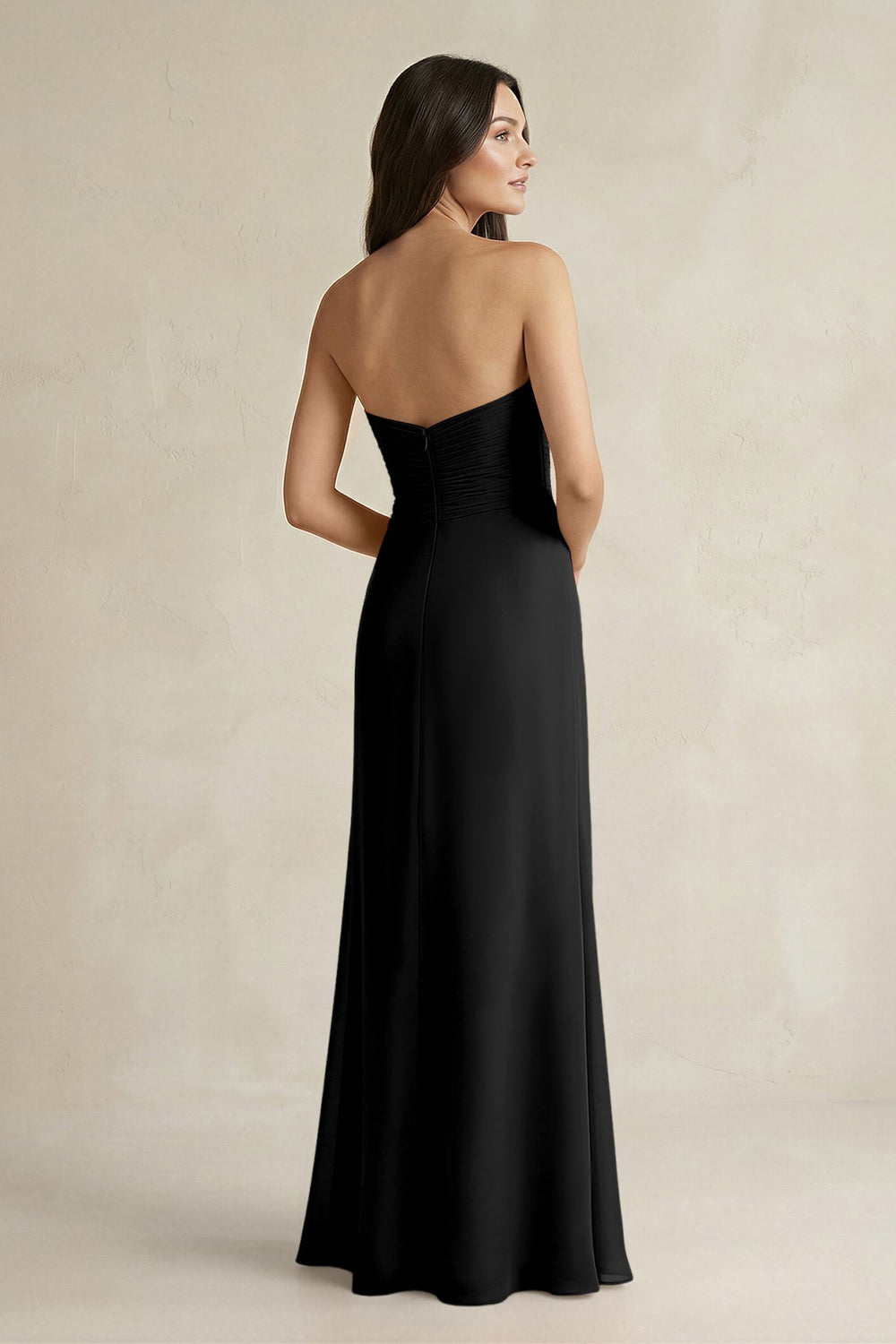 Sweetheart Chiffon Pleated Sheath Bridesmaid Dress  in Black