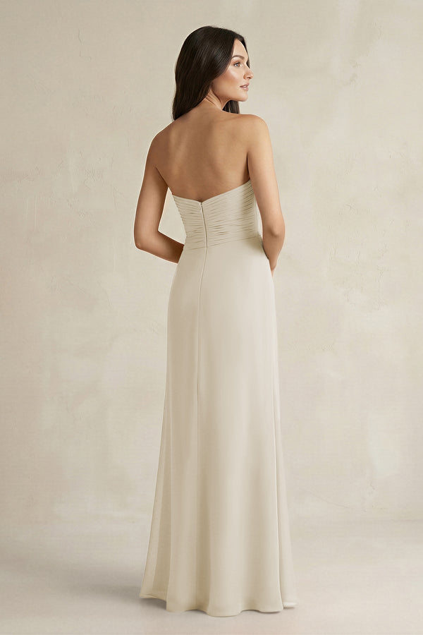 Sweetheart Chiffon Pleated Sheath Bridesmaid Dress in Dove Gray - KISS BRIDAL Bridesmaid Dresses