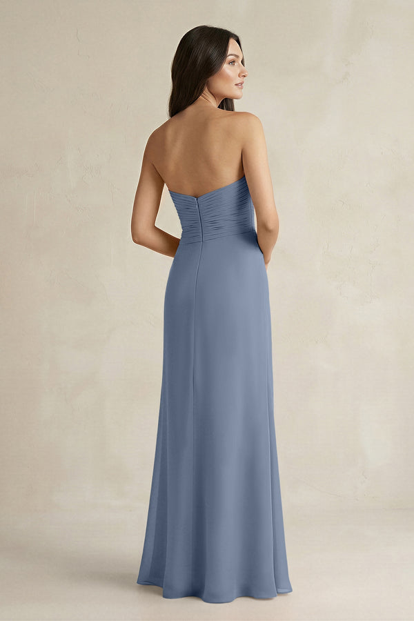 Sweetheart Chiffon Pleated Sheath Bridesmaid Dress in Neptune - KISS BRIDAL Bridesmaid Dresses