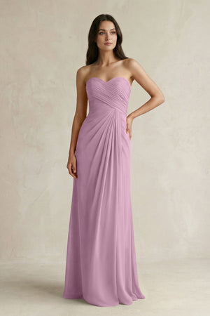 Sweetheart Chiffon Pleated Sheath Bridesmaid Dress in Wisteria - KISS BRIDAL Bridesmaid Dresses