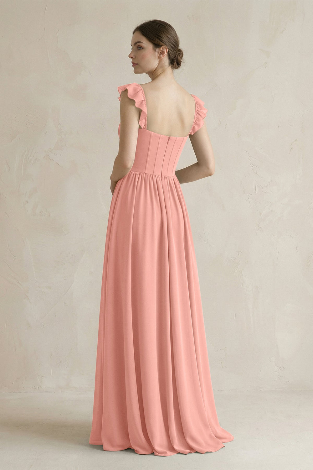 Sweetheart Chiffon Ruffled A-Line Corset Bridesmaid Dress in Rosette