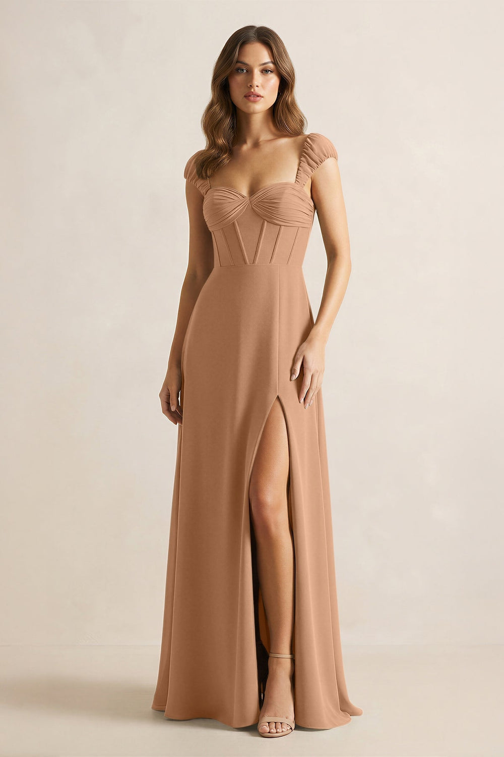 Sweetheart Corset A-Line Chiffon Bridesmaid Dress in Bronzer