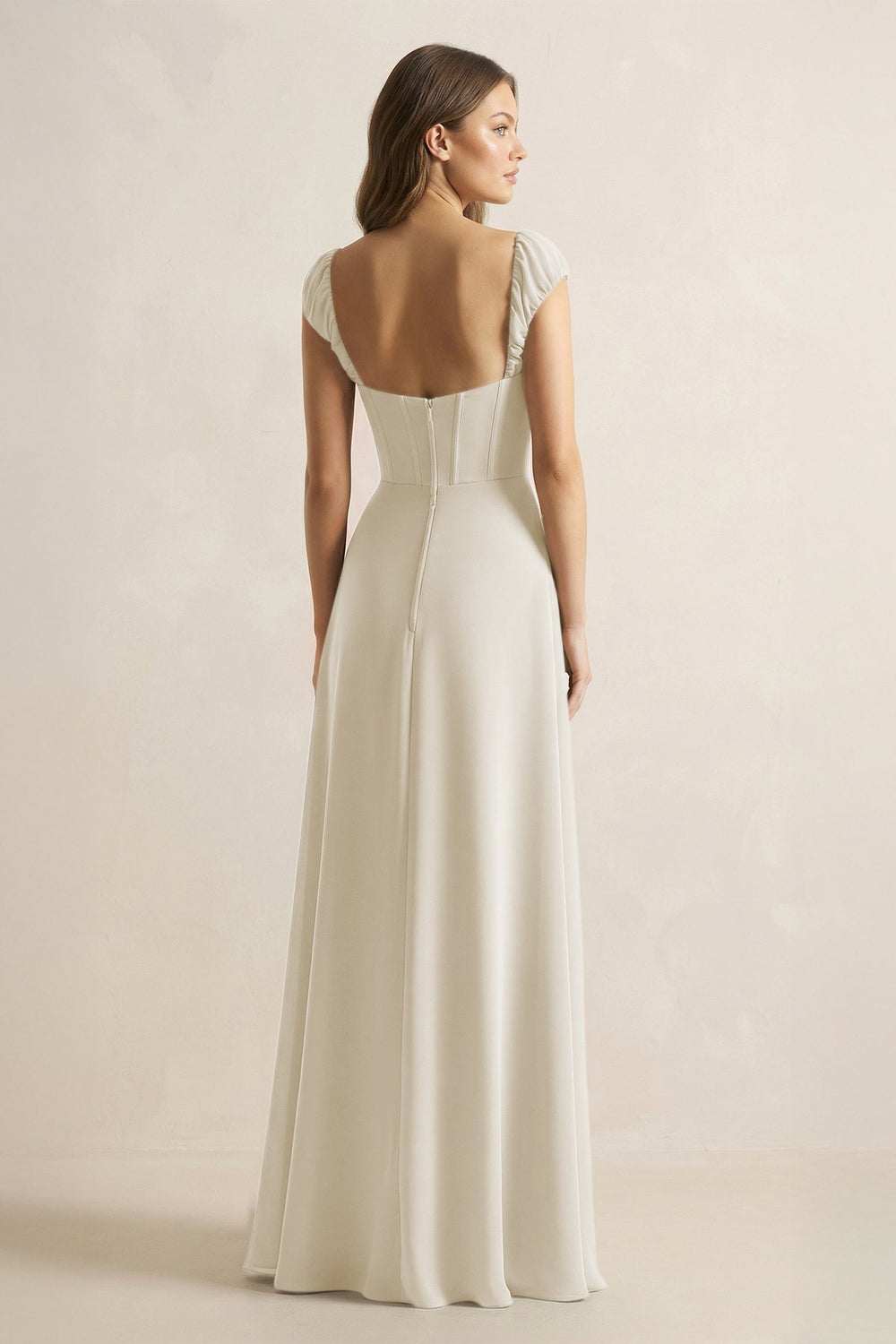Sweetheart Corset A-Line Chiffon Bridesmaid Dress in Dove Gray
