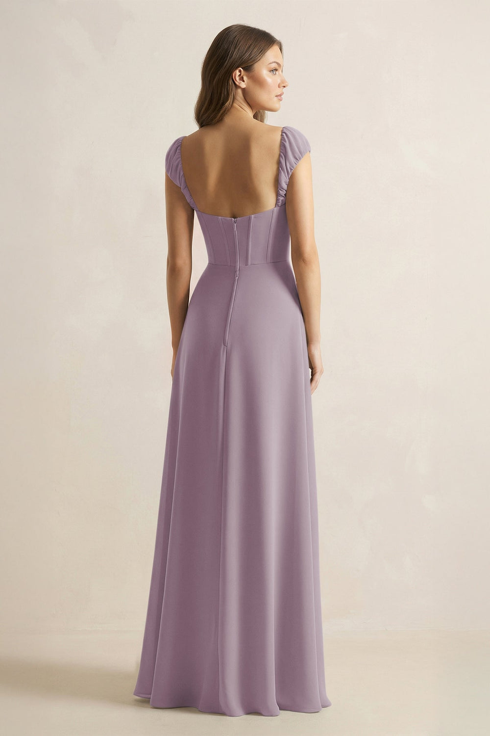 Sweetheart Corset A-Line Chiffon Bridesmaid Dress in Dusk