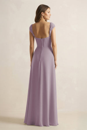 Sweetheart Corset A-Line Chiffon Bridesmaid Dress in Dusk (2) | KISSBRIDAL