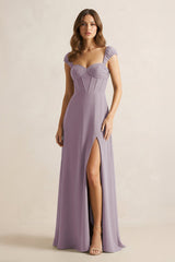 Sweetheart Corset A-Line Chiffon Bridesmaid Dress in Dusk | KISSBRIDAL