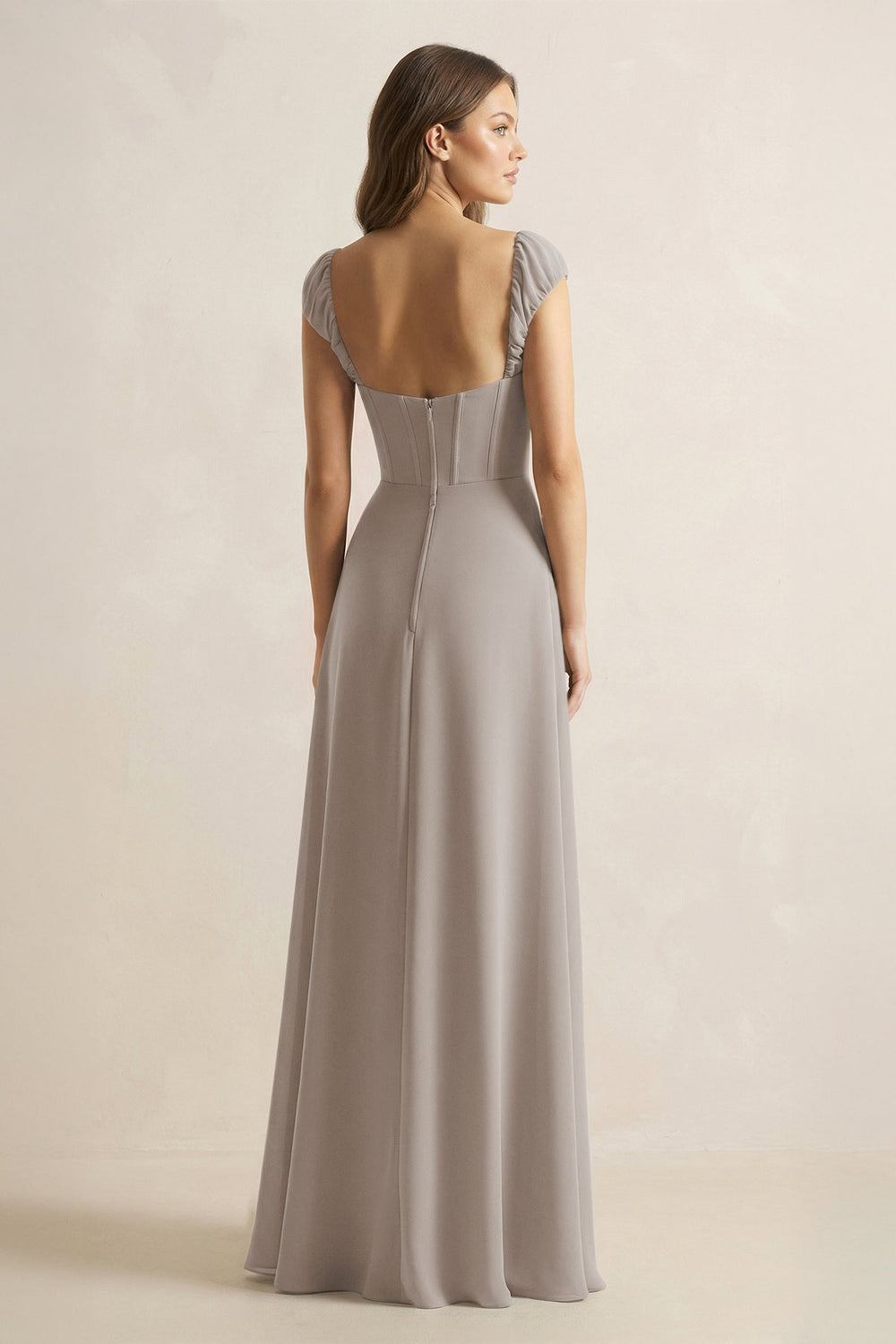 Sweetheart Corset A-Line Chiffon Bridesmaid Dress in Frost