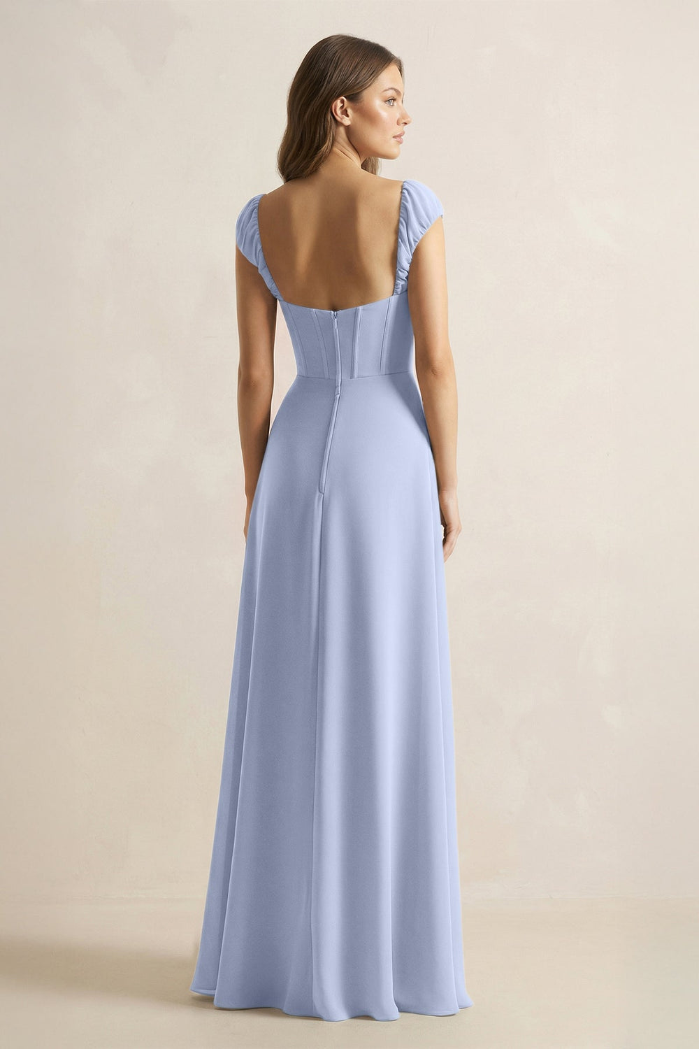 Sweetheart Corset A-Line Chiffon Bridesmaid Dress in Ice