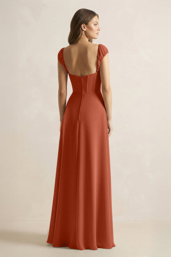 Sweetheart Corset A - Line Chiffon Bridesmaid Dress in Spice - KISS BRIDAL Bridesmaid Dresses