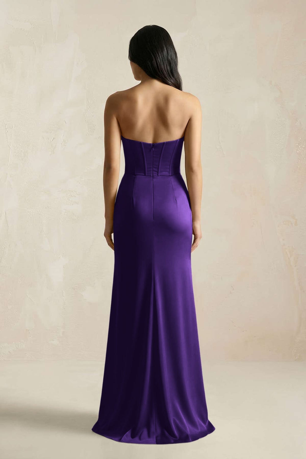 Sweetheart Corset Ruched Bridesmaid Dress in Amethyst