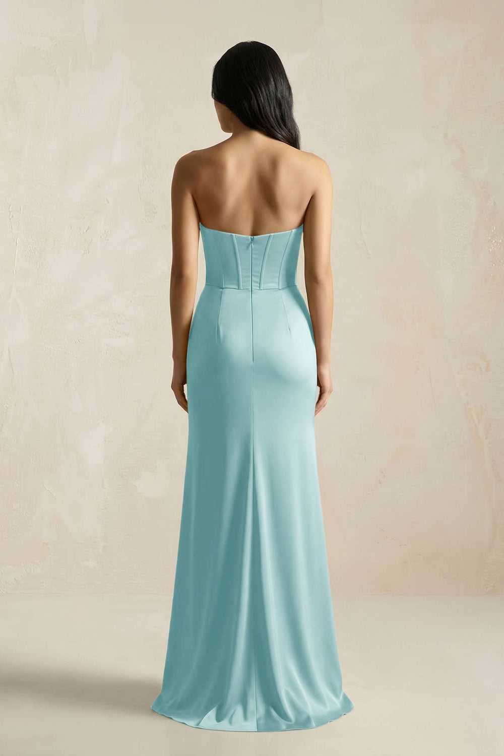 Sweetheart Corset Ruched Bridesmaid Dress in Bleached Aqua