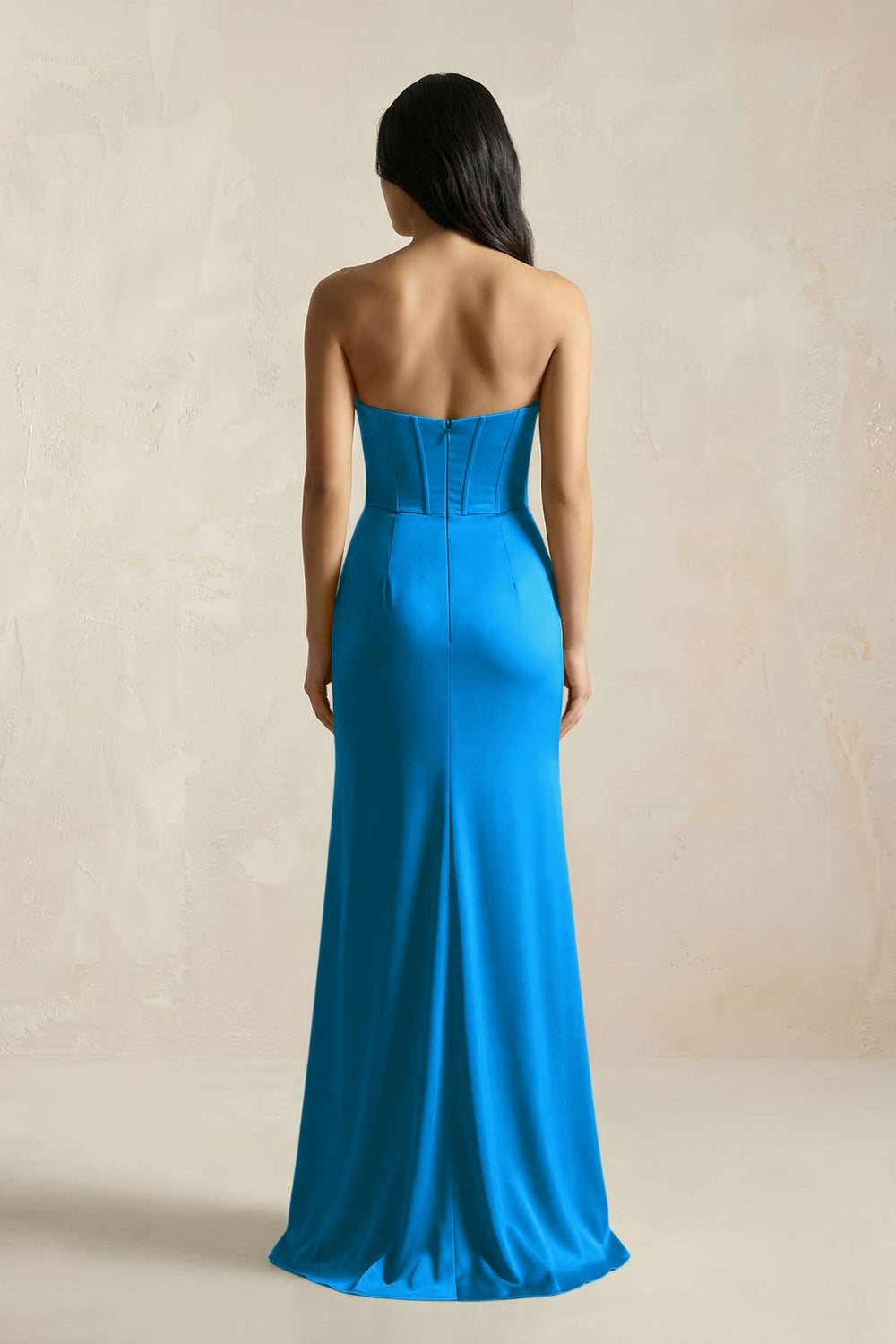 Sweetheart Corset Ruched Bridesmaid Dress in Blue Jay