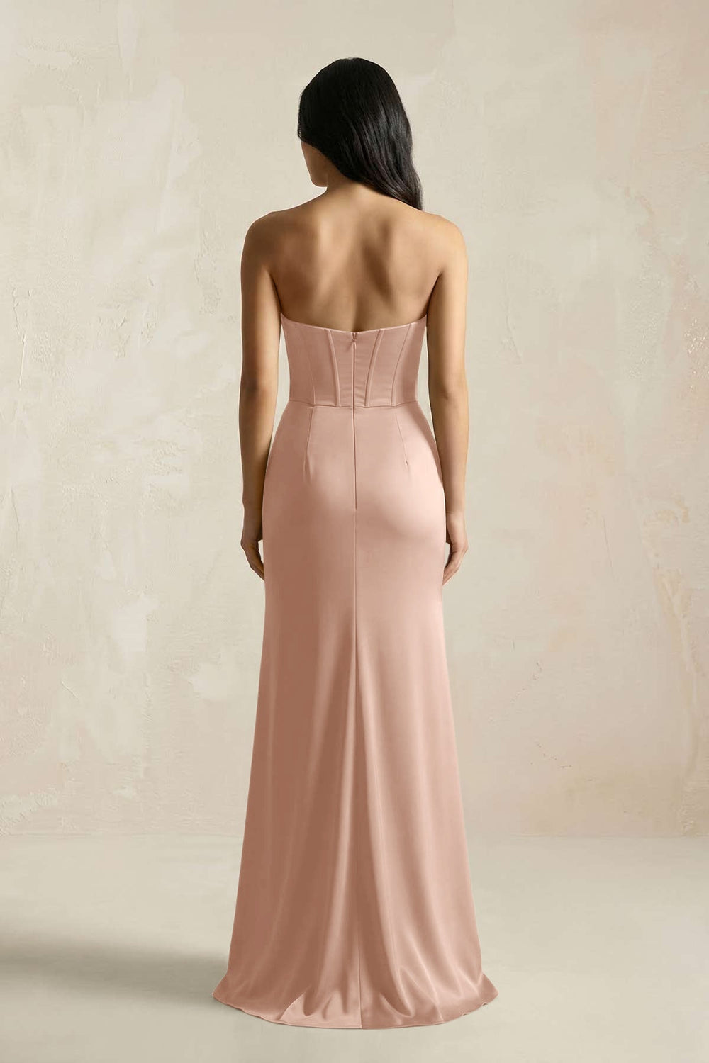 Sweetheart Corset Ruched Bridesmaid Dress in Champagne Rose