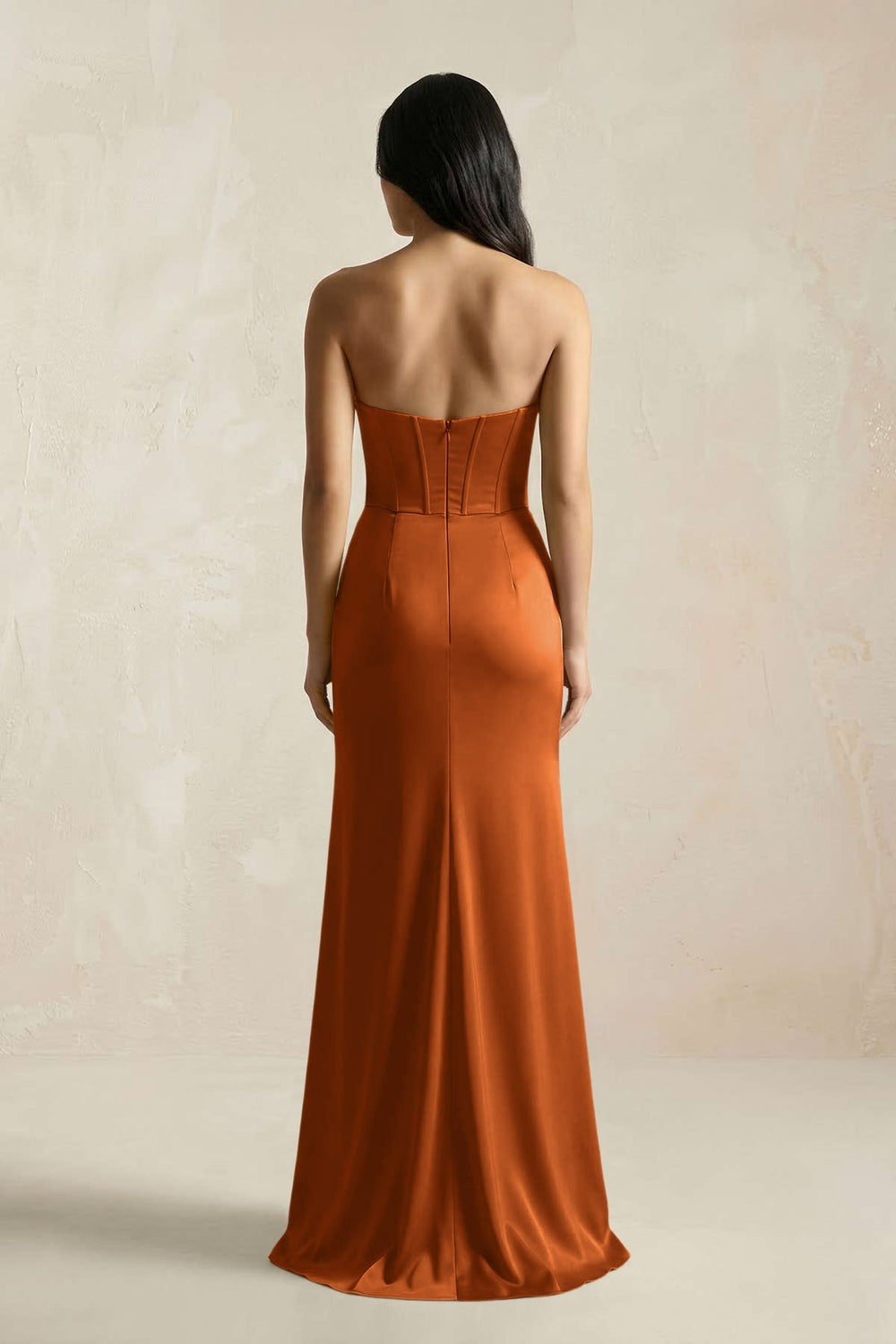 Sweetheart Corset Ruched Bridesmaid Dress in Cinnamon