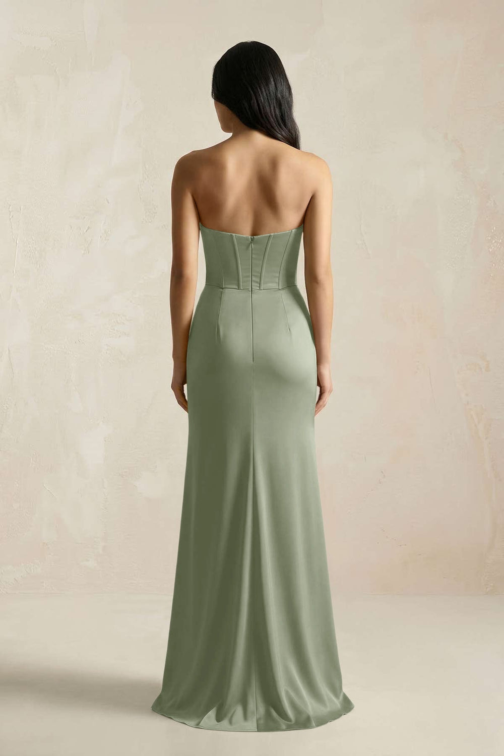 Sweetheart Corset Ruched Bridesmaid Dress in Dove Gray