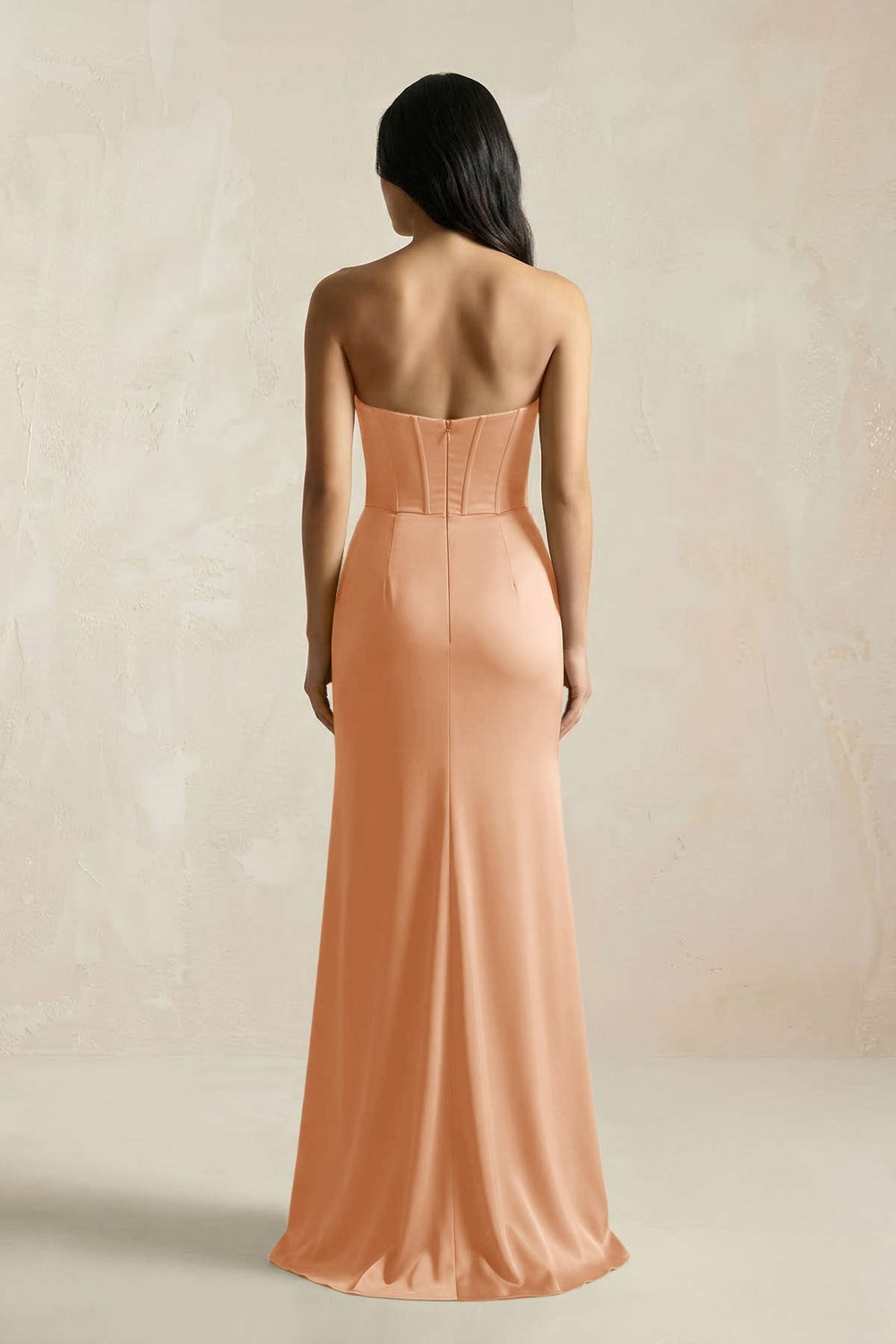 Sweetheart Corset Ruched Bridesmaid Dress in Golden Champagne