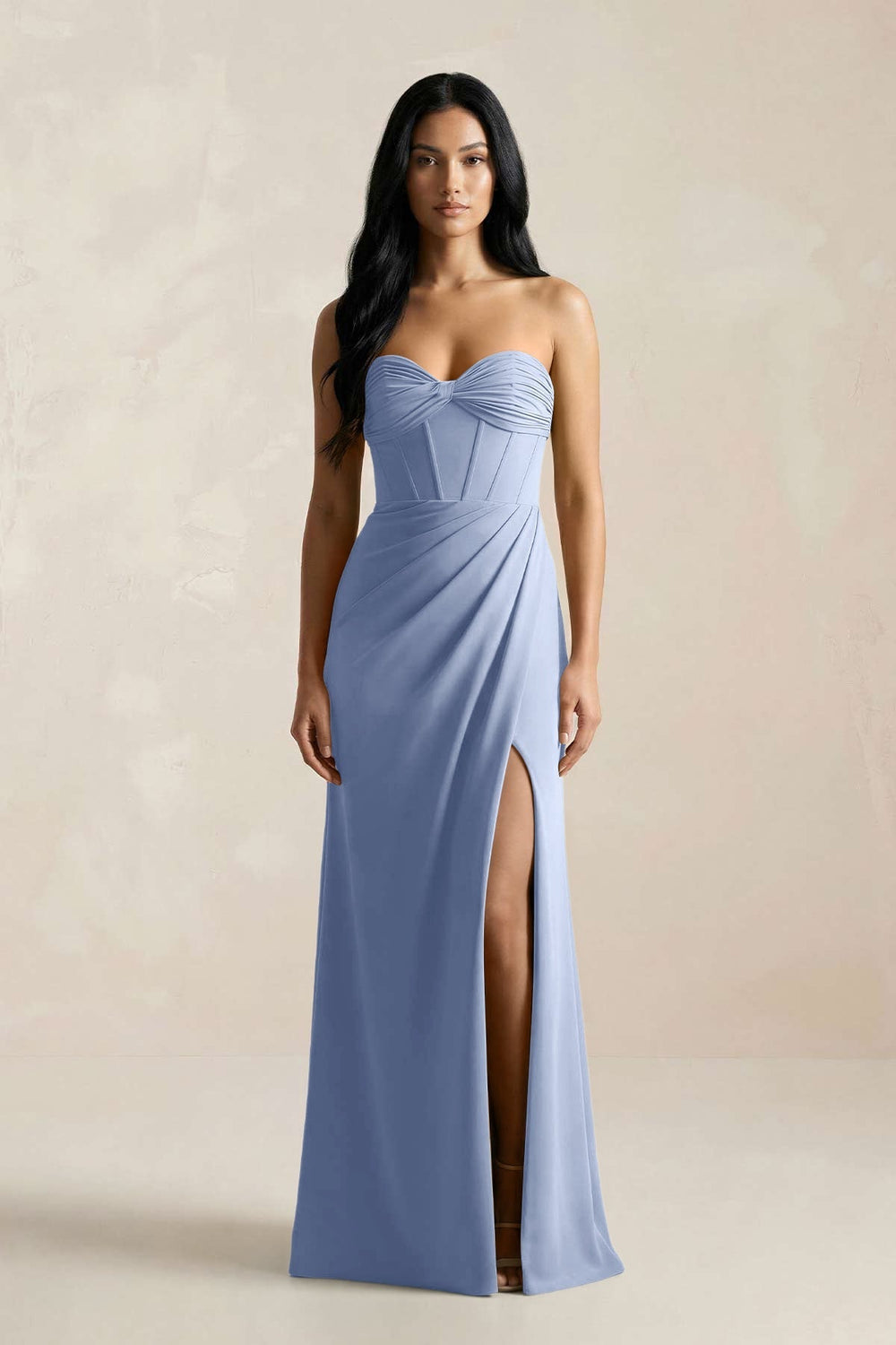 Sweetheart Corset Ruched Bridesmaid Dress in Mist