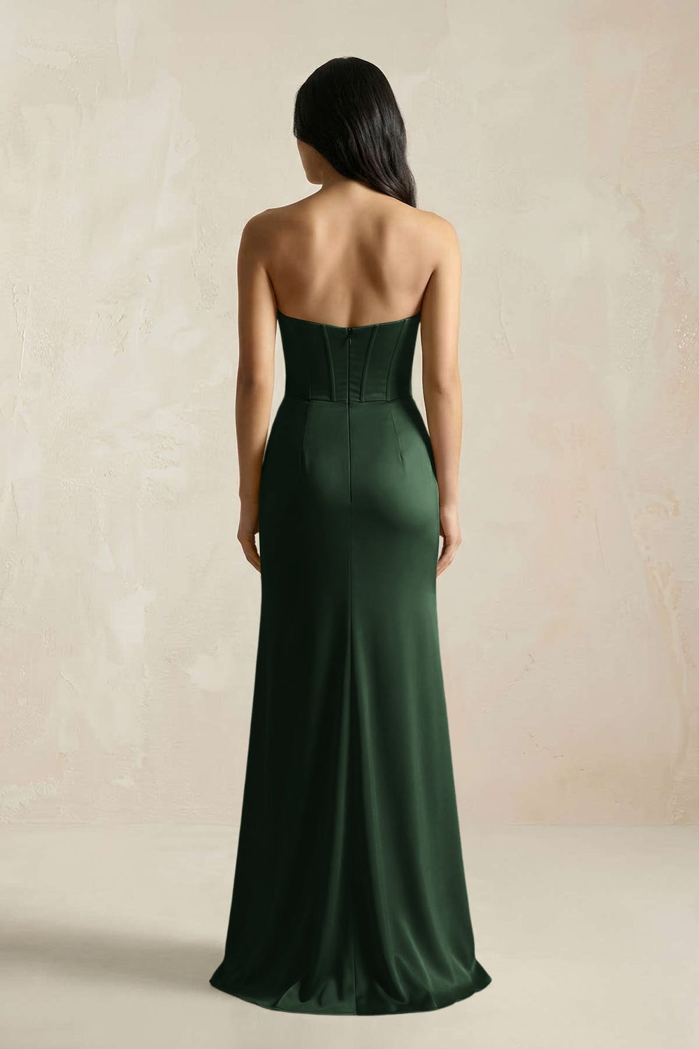 Sweetheart Corset Ruched Bridesmaid Dress in Moss