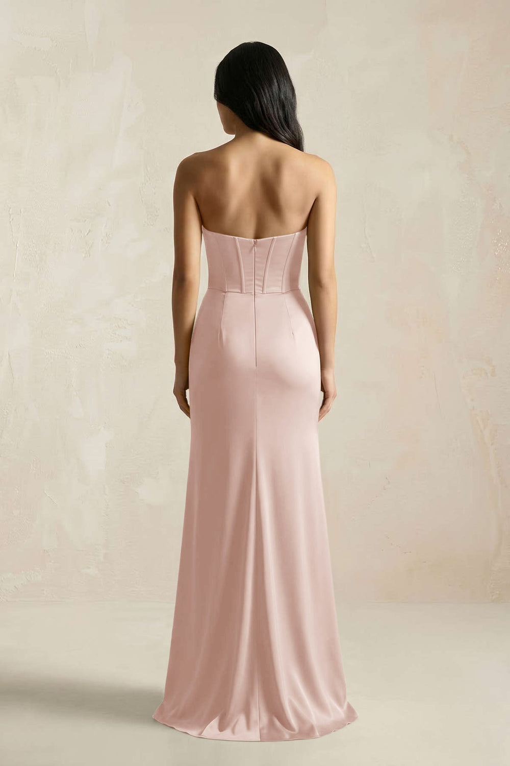 Sweetheart Corset Ruched Bridesmaid Dress in Pale Blush