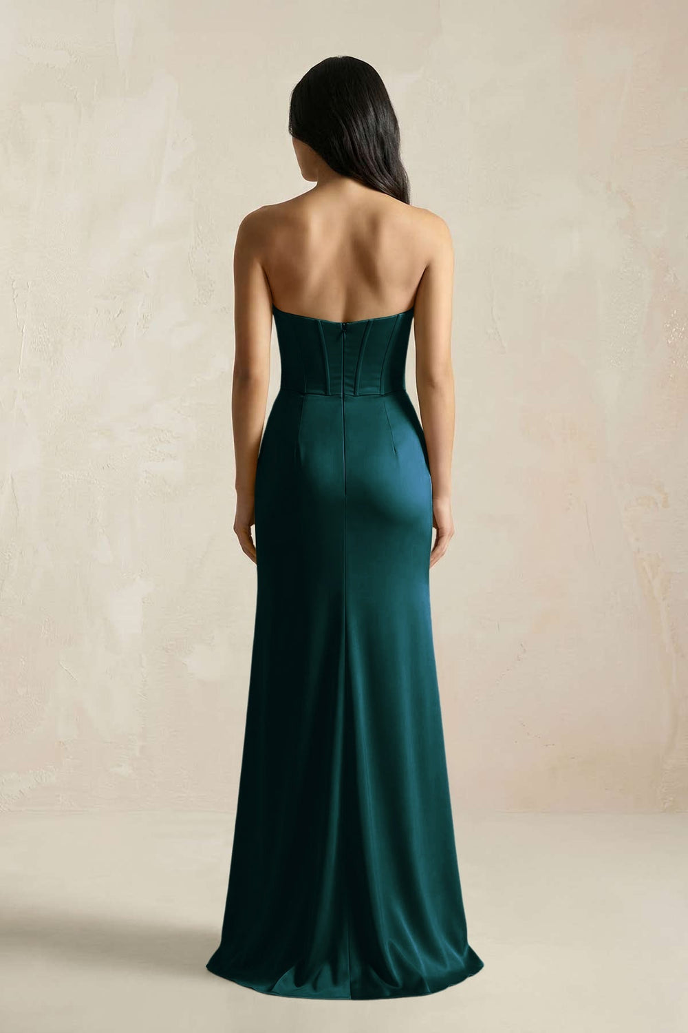 Sweetheart Corset Ruched Bridesmaid Dress in Pine