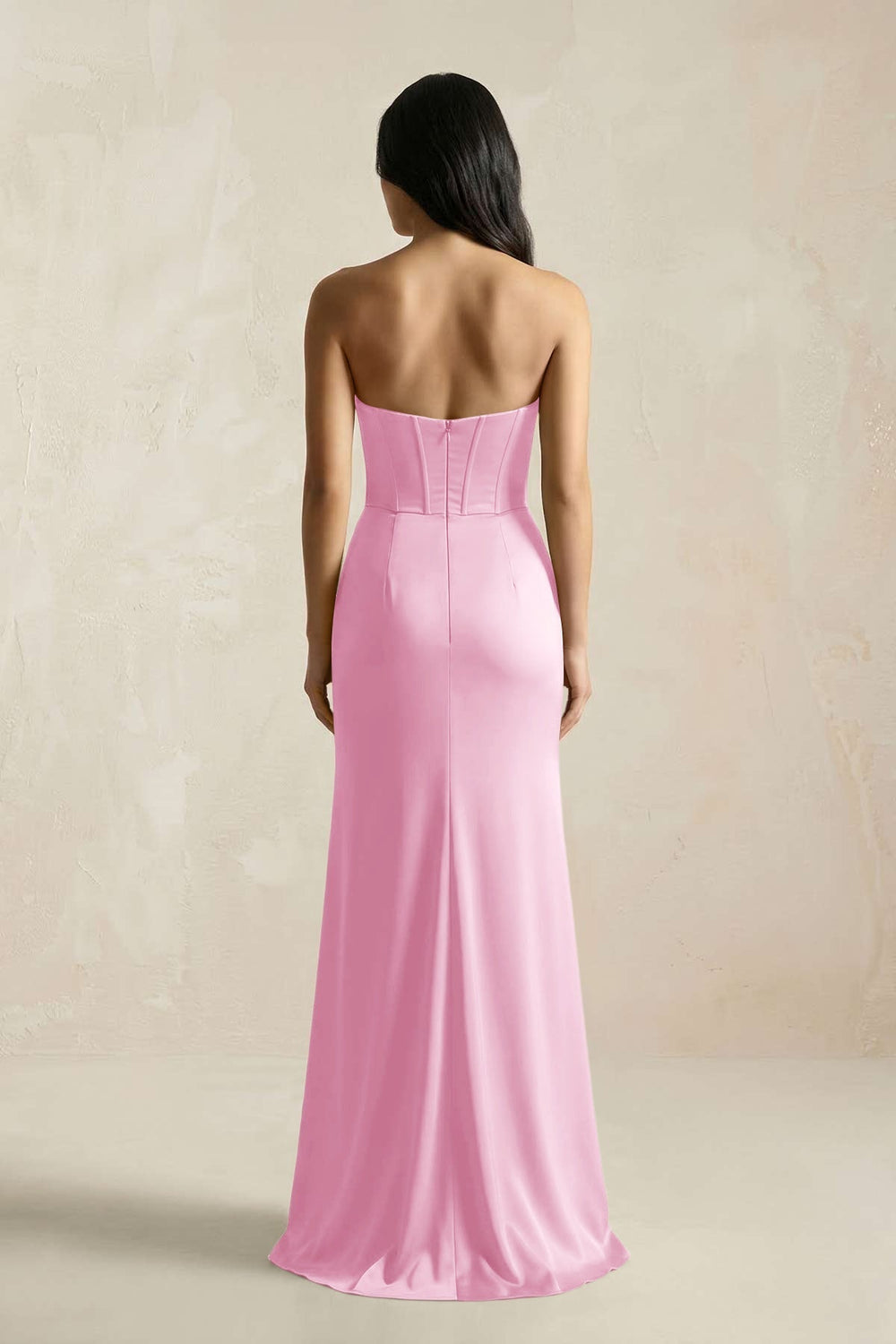 Sweetheart Corset Ruched Bridesmaid Dress in Pink