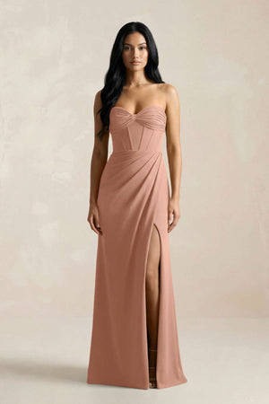 Sweetheart Corset Ruched Bridesmaid Dress in Rosette - KISS BRIDAL Bridesmaid Dresses