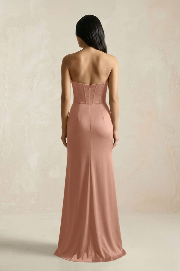 Sweetheart Corset Ruched Bridesmaid Dress in Rosette - KISS BRIDAL Bridesmaid Dresses