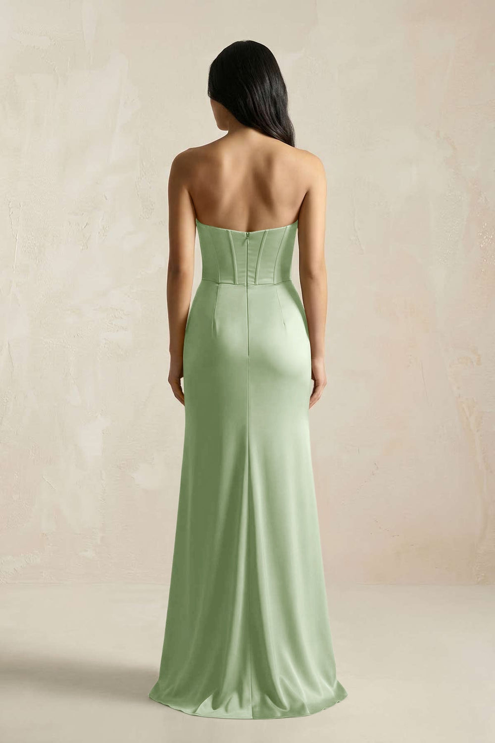 Sweetheart Corset Ruched Bridesmaid Dress in Sage