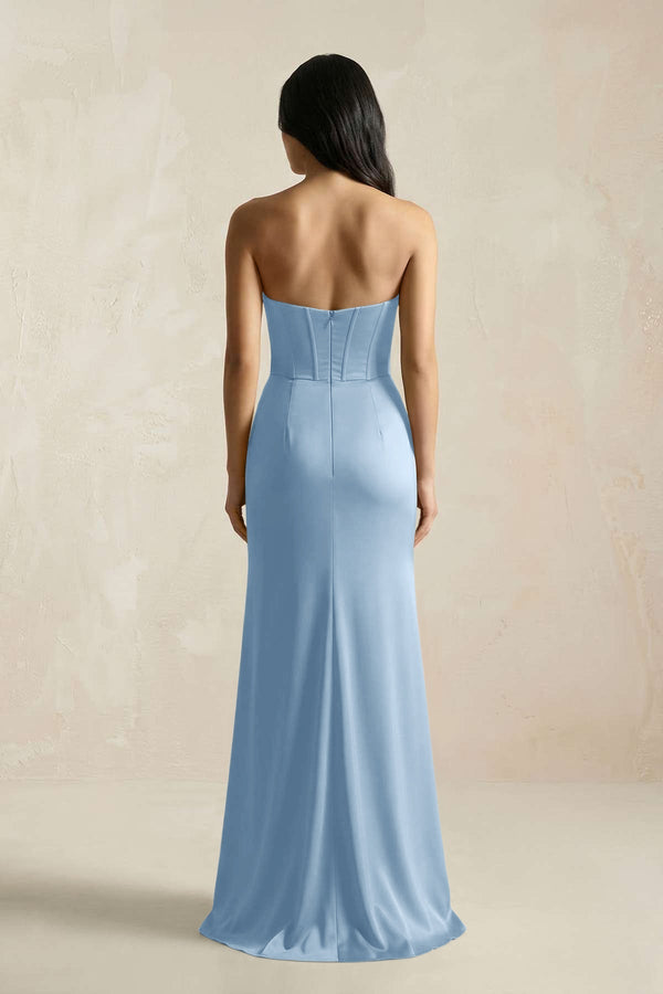 Sweetheart Corset Ruched Bridesmaid Dress in Sky Blue - KISS BRIDAL Bridesmaid Dresses