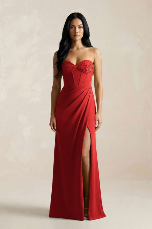 Sweetheart Corset Ruched Bridesmaid Dress in Spice - KISS BRIDAL Bridesmaid Dresses