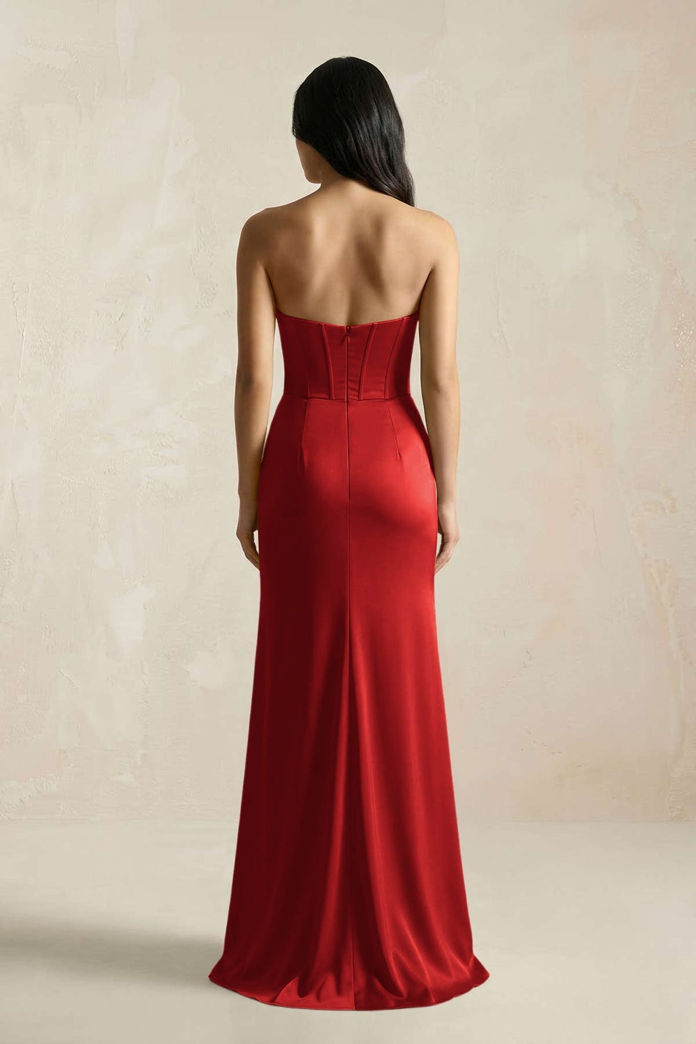 Sweetheart Corset Ruched Bridesmaid Dress in Spice