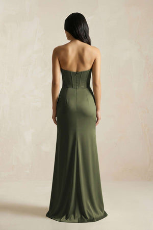 Sweetheart Corset Ruched Bridesmaid Dress in Willow Green - KISS BRIDAL Bridesmaid Dresses