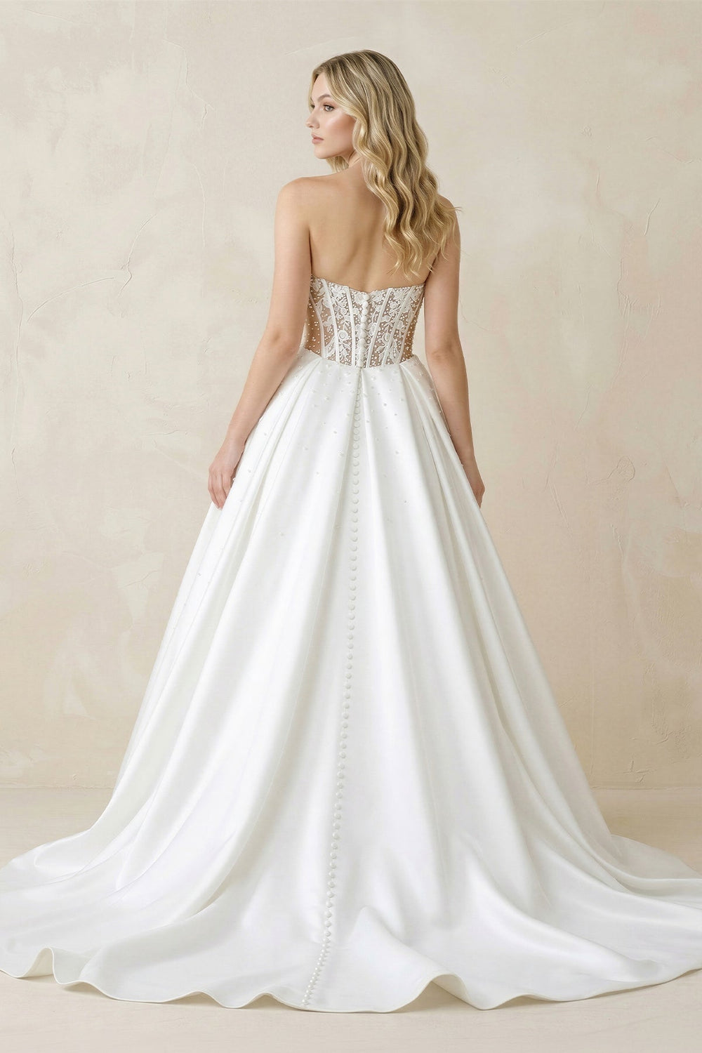 Sweetheart Corset Satin Ball Gown Wedding Dress in White