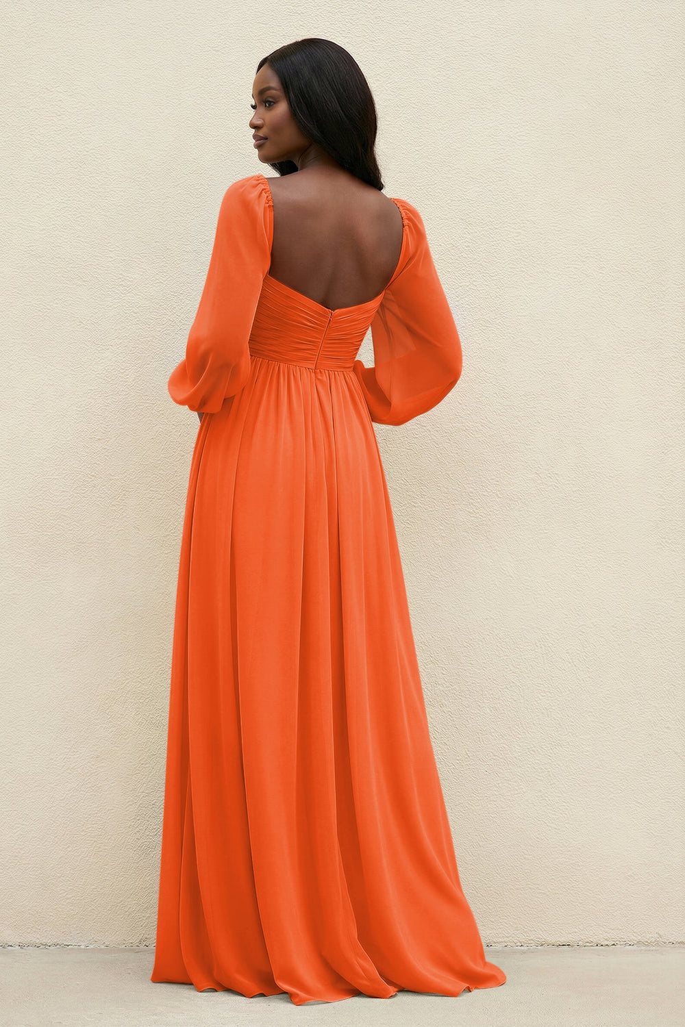 Sweetheart Long Sleeve A-Line Bridesmaid Dress in Cinnamon