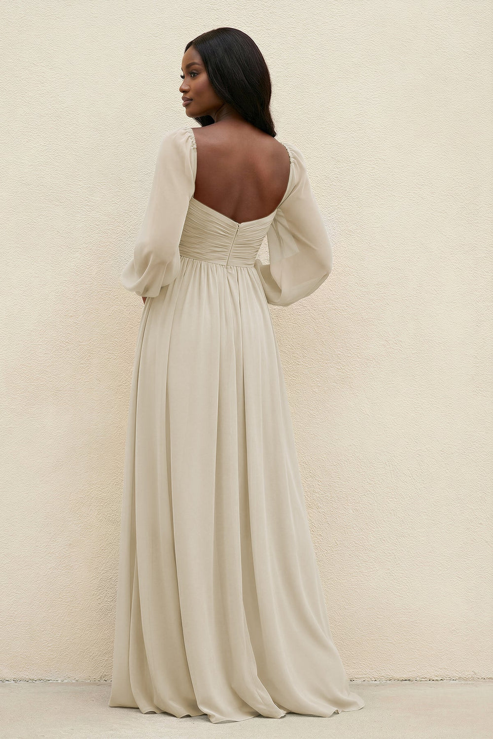 Sweetheart Long Sleeve A-Line Bridesmaid Dress in Dove Gray