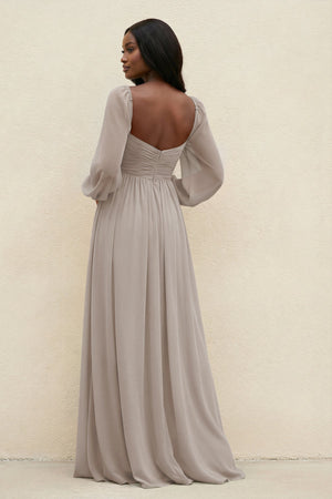 Sweetheart Long Sleeve A-Line Bridesmaid Dress in Frost | KISSBRIDAL