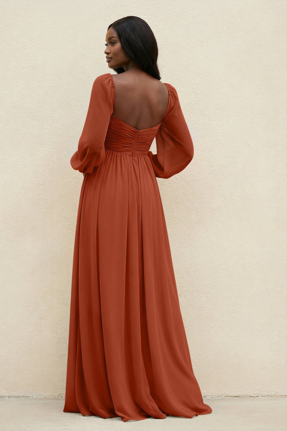 Sweetheart Long Sleeve A-Line Bridesmaid Dress in Spice