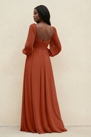 Sweetheart Long Sleeve A - Line Bridesmaid Dress in Spice - KISS BRIDAL Bridesmaid Dresses