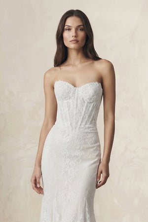 Sweetheart Mermaid Lace Corset Wedding Dress in White - KISS BRIDAL Wedding Dresses