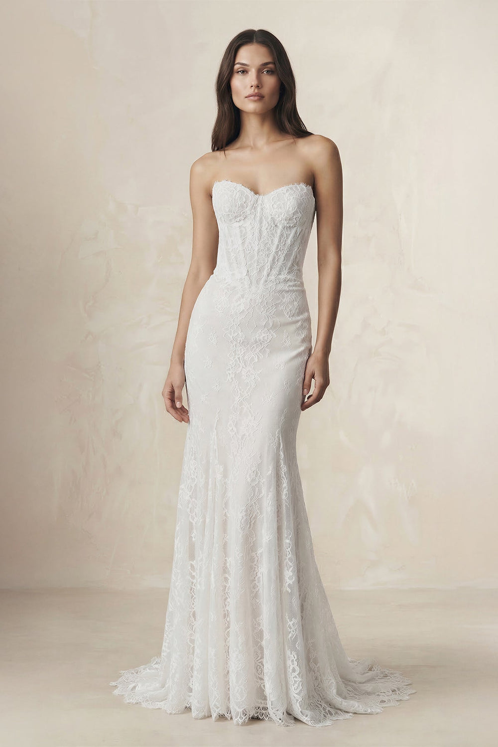 Sweetheart Mermaid Lace Corset Wedding Dress in White