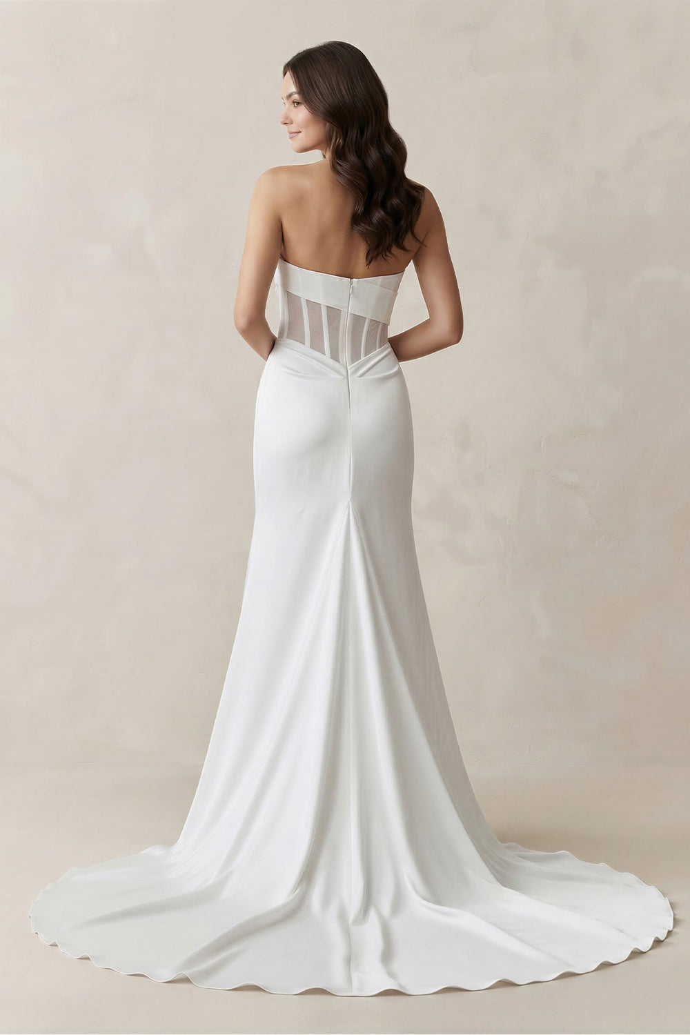 Sweetheart Mermaid Satin Corset Wedding Dress in White