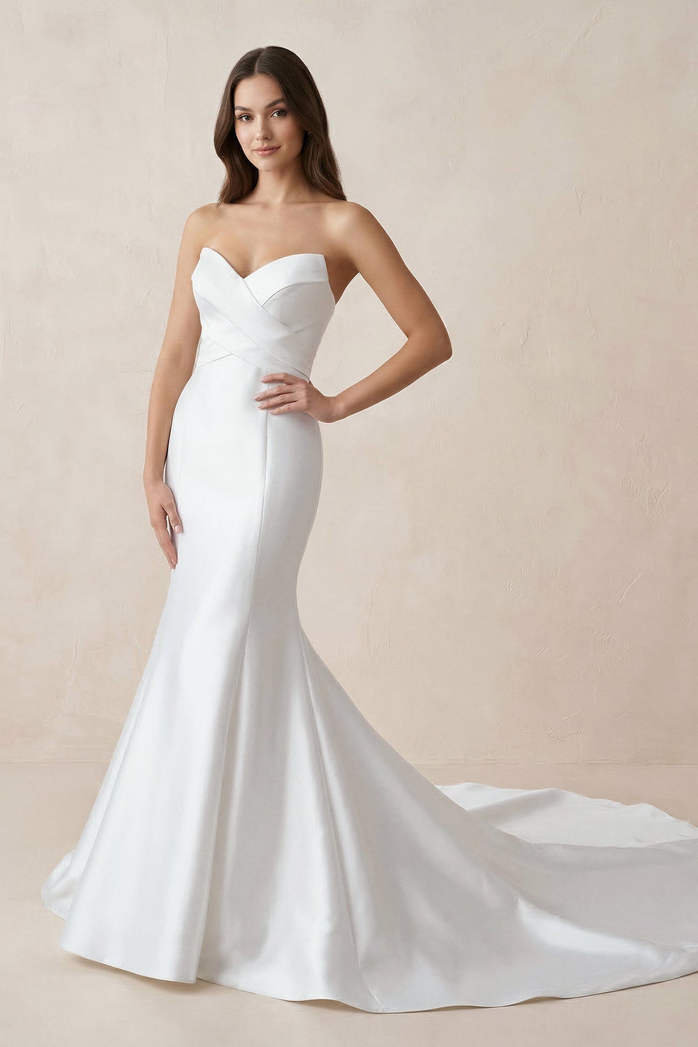 Sweetheart Mermaid Satin Wedding Dress in White