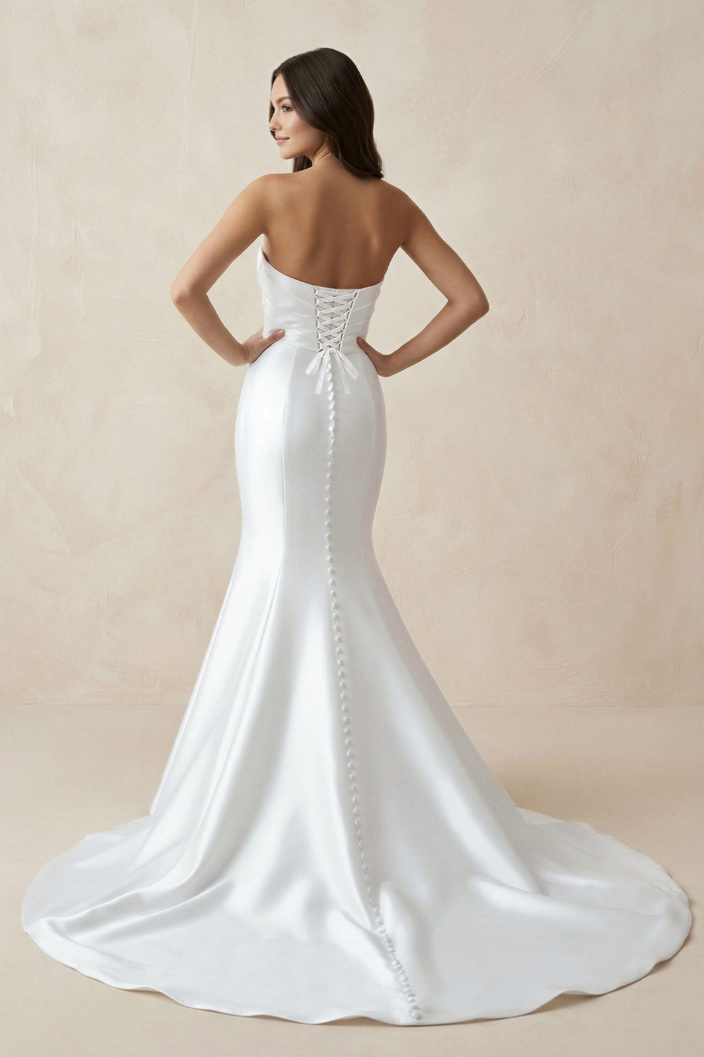Sweetheart Mermaid Satin Wedding Dress in White