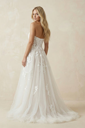 Sweetheart Tulle A - Line Appliqued Wedding Dress in Ivory - KISS BRIDAL Wedding Dresses
